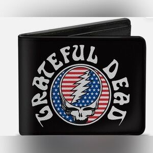 GRATEFUL DEAD Steal Your Face Vegan Leather Mens BiFold black Wallet & case new